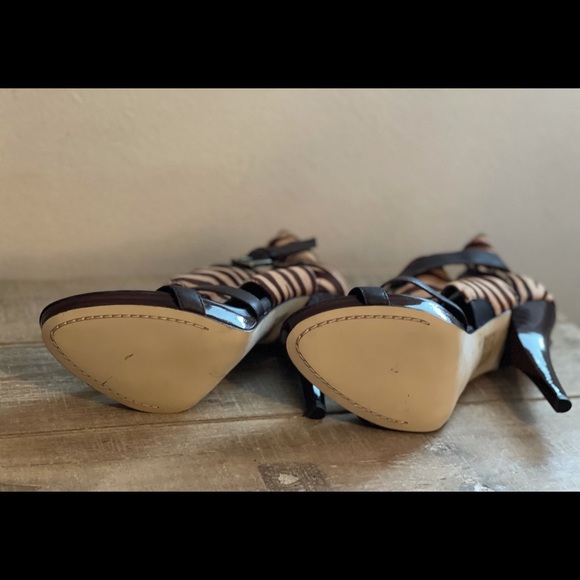 Brown Zebra Print Strap Heels - Picture 7 of 8
